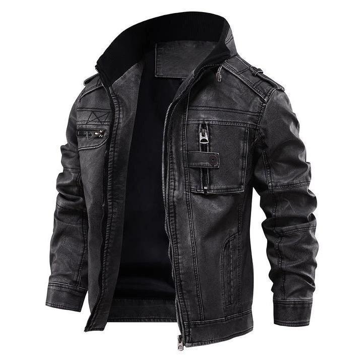 Men’s Leather Jacket in Classic Biker Style | Waterproof Casual Outerwear