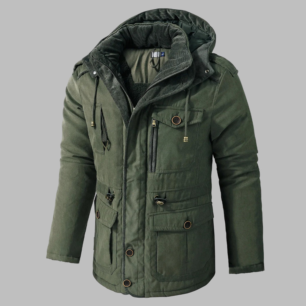 Men’s Hooded Winter Jacket with Multiple Pockets | Warm Waterproof Coat