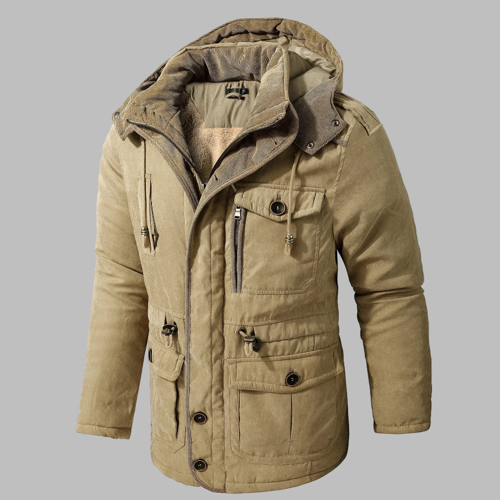 Men’s Hooded Winter Jacket with Multiple Pockets | Warm Waterproof Coat