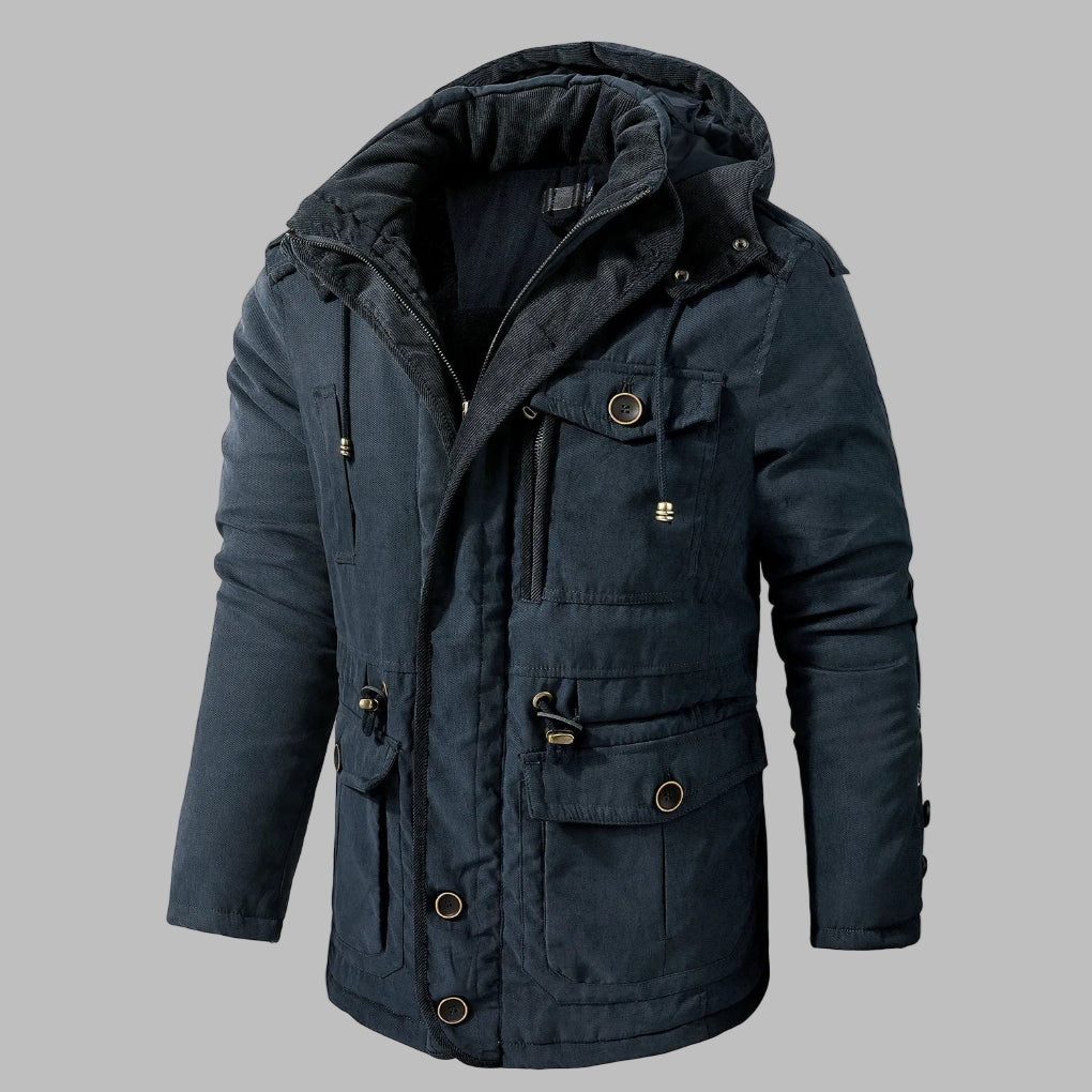Men’s Hooded Winter Jacket with Multiple Pockets | Warm Waterproof Coat