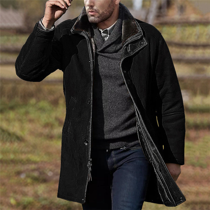 Men’s Brown Suede Jacket with Hooded Winter Style | Warm Casual Coat