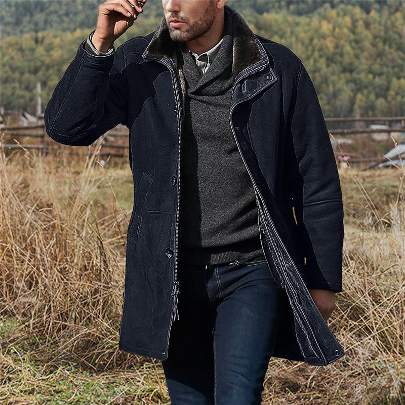 Men’s Brown Suede Jacket with Hooded Winter Style | Warm Casual Coat