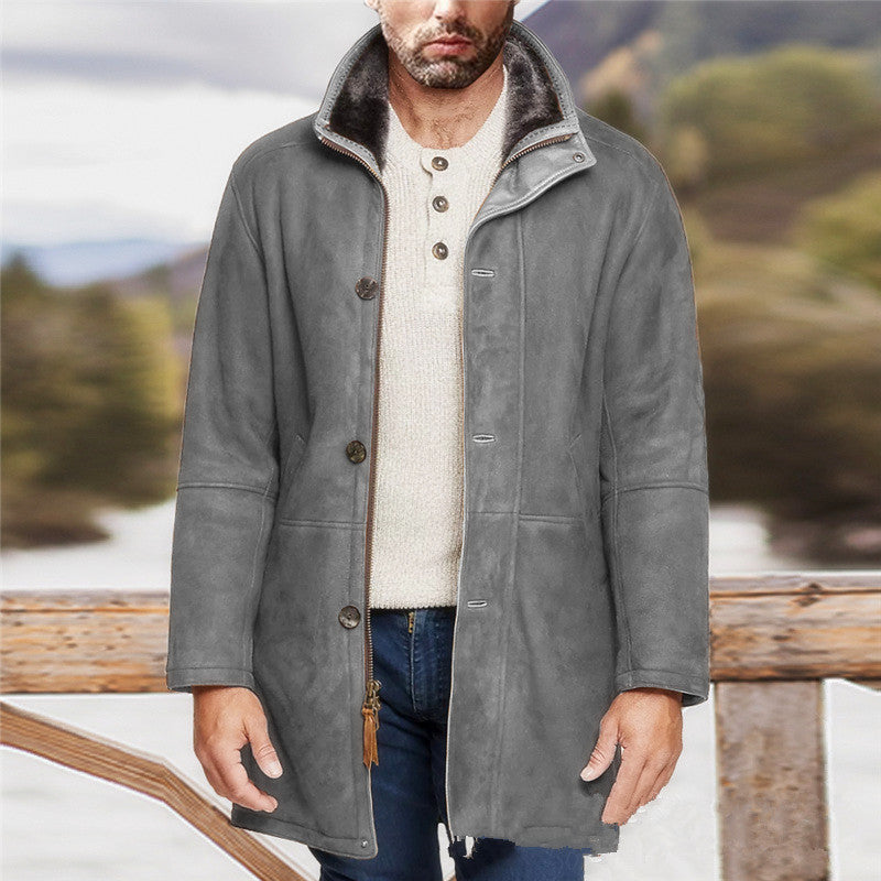 Men’s Brown Suede Jacket with Hooded Winter Style | Warm Casual Coat