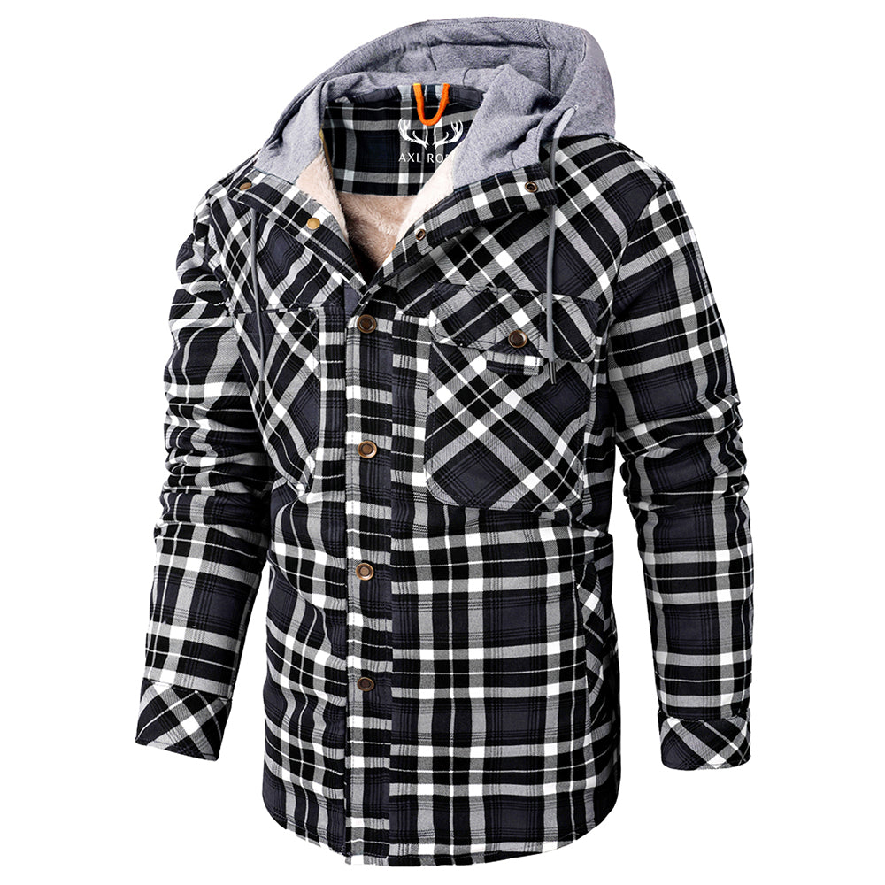 Men’s Lumberjack Hoodie Jacket in Winter Check Style | Warm Casual Coat