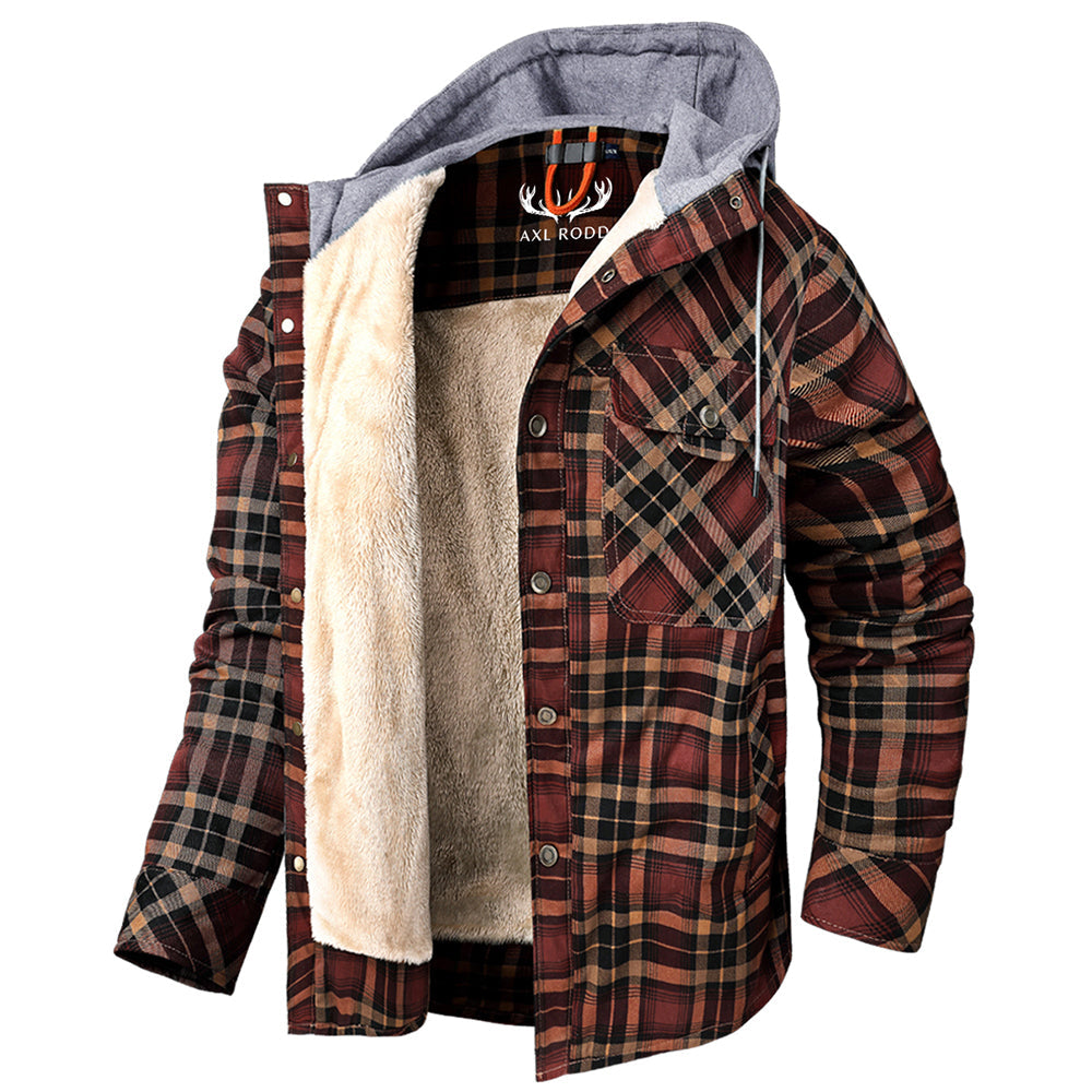 Men’s Lumberjack Hoodie Jacket in Winter Check Style | Warm Casual Coat