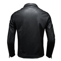 Men’s Leather Biker Jacket with Lapel Collar | Timeless Slim Fit Moto Coat