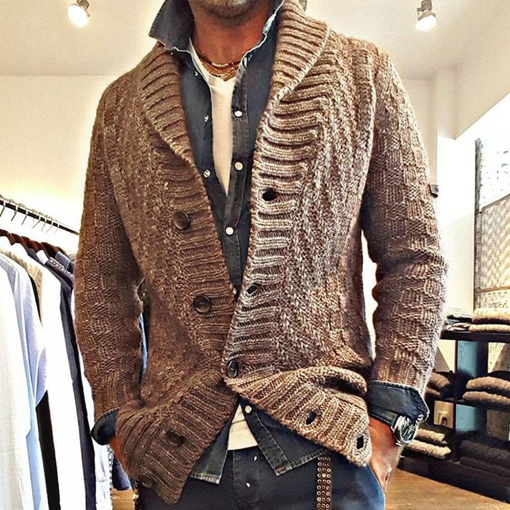 Men’s Knit Lapel Cardigan Jacket in Vintage Style | Smart Casual Sweater Coat