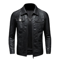 Men’s Leather Biker Jacket with Lapel Collar | Timeless Slim Fit Moto Coat
