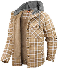 Men’s Hooded Flannel Jacket with Faux Fur Lining | Warm Winter Outdoor Coat