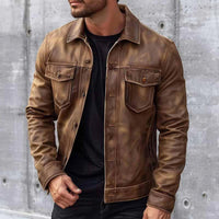 Men’s Leather Jacket in Classic Zip-Up Fit | Stylish Casual and Winter Coat