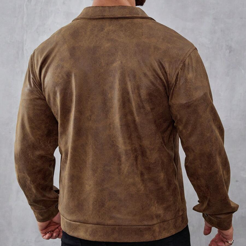 Men’s Leather Jacket in Classic Zip-Up Fit | Stylish Casual and Winter Coat