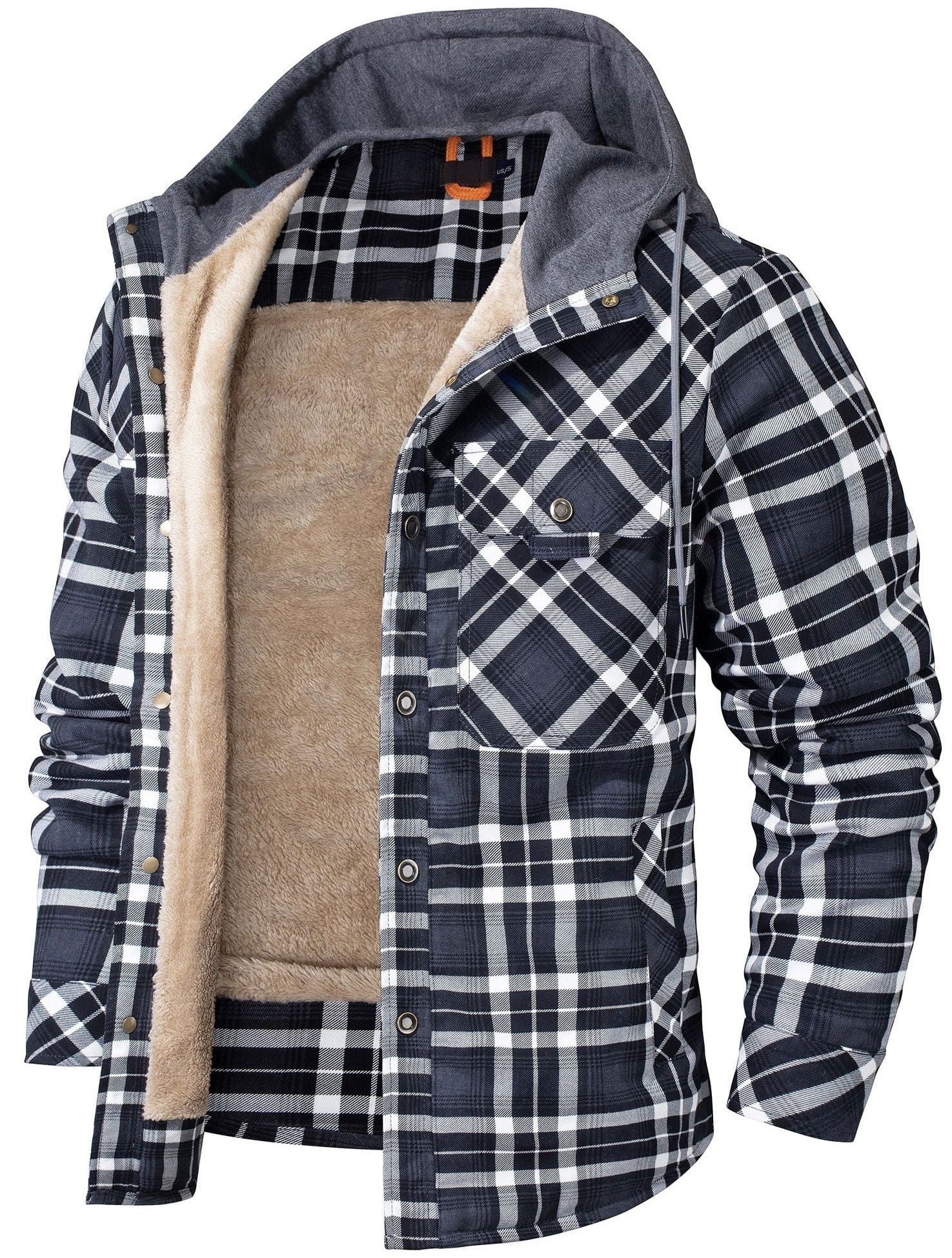 Men’s Hooded Flannel Jacket with Faux Fur Lining | Warm Winter Outdoor Coat