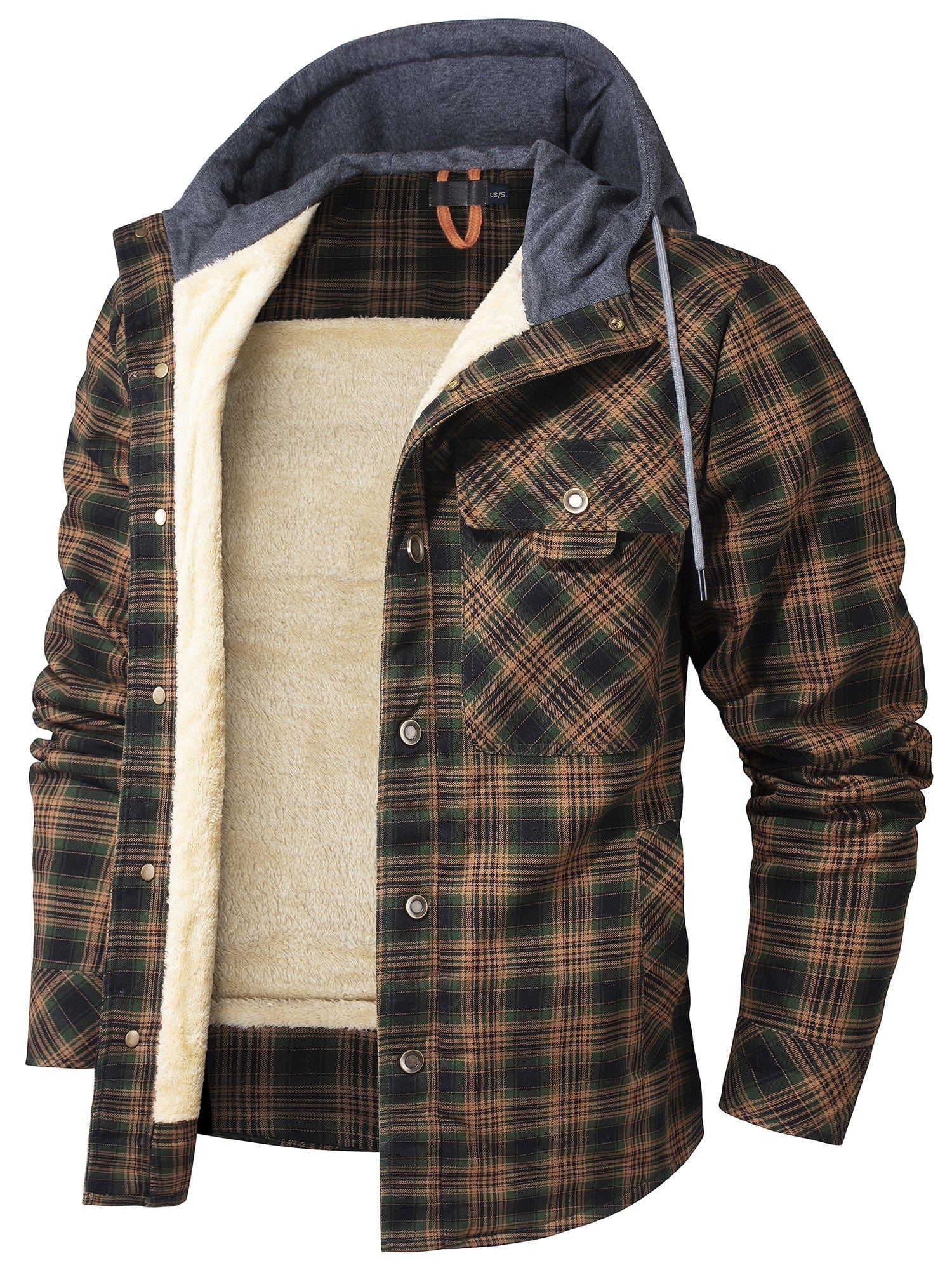 Men’s Hooded Flannel Jacket with Faux Fur Lining | Warm Winter Outdoor Coat