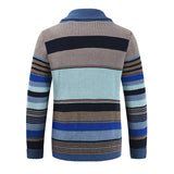 Men’s Knitted Cardigan with Lapel Collar in Colourblock Style | Smart Casual Jumper