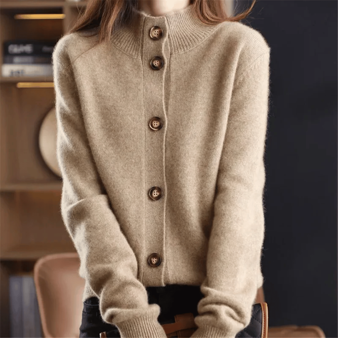 Button-Up Cardigan | Half-High Neck | Soft Warm Layer | Autumn Knitwear