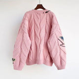 Women’s Patchwork Knit Cardigan with V-Neck | Casual Oversized Sweater