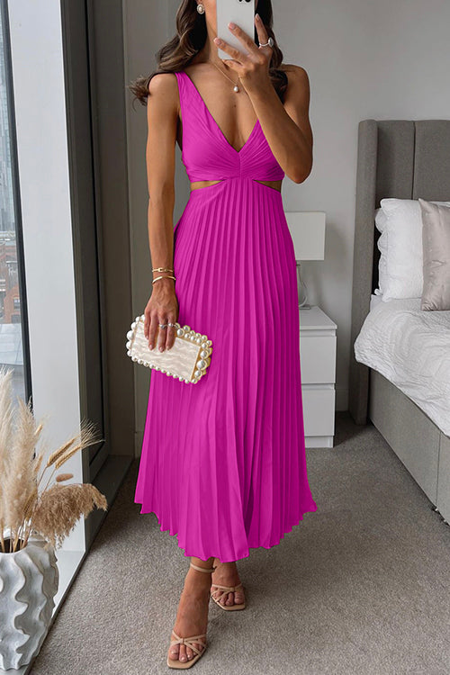 Women’s Pleated Evening Midi Dress in Elegant Style | Wedding Guest Party Dress