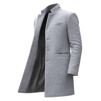 Men’s Slim Fit Overcoat | Long Winter Coat with Stand Collar