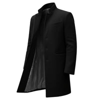 Men’s Slim Fit Overcoat | Long Winter Coat with Stand Collar