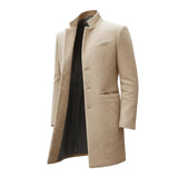 Men’s Slim Fit Overcoat | Long Winter Coat with Stand Collar