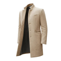 Men’s Slim Fit Overcoat | Long Winter Coat with Stand Collar