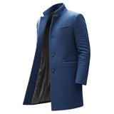 Men’s Slim Fit Overcoat | Long Winter Coat with Stand Collar