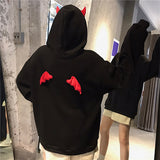 Women’s Black Hoodie with Wing Detail | Casual Oversized Ladies Sweatshirt