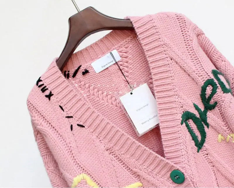 Women’s Patchwork Knit Cardigan with V-Neck | Casual Oversized Sweater