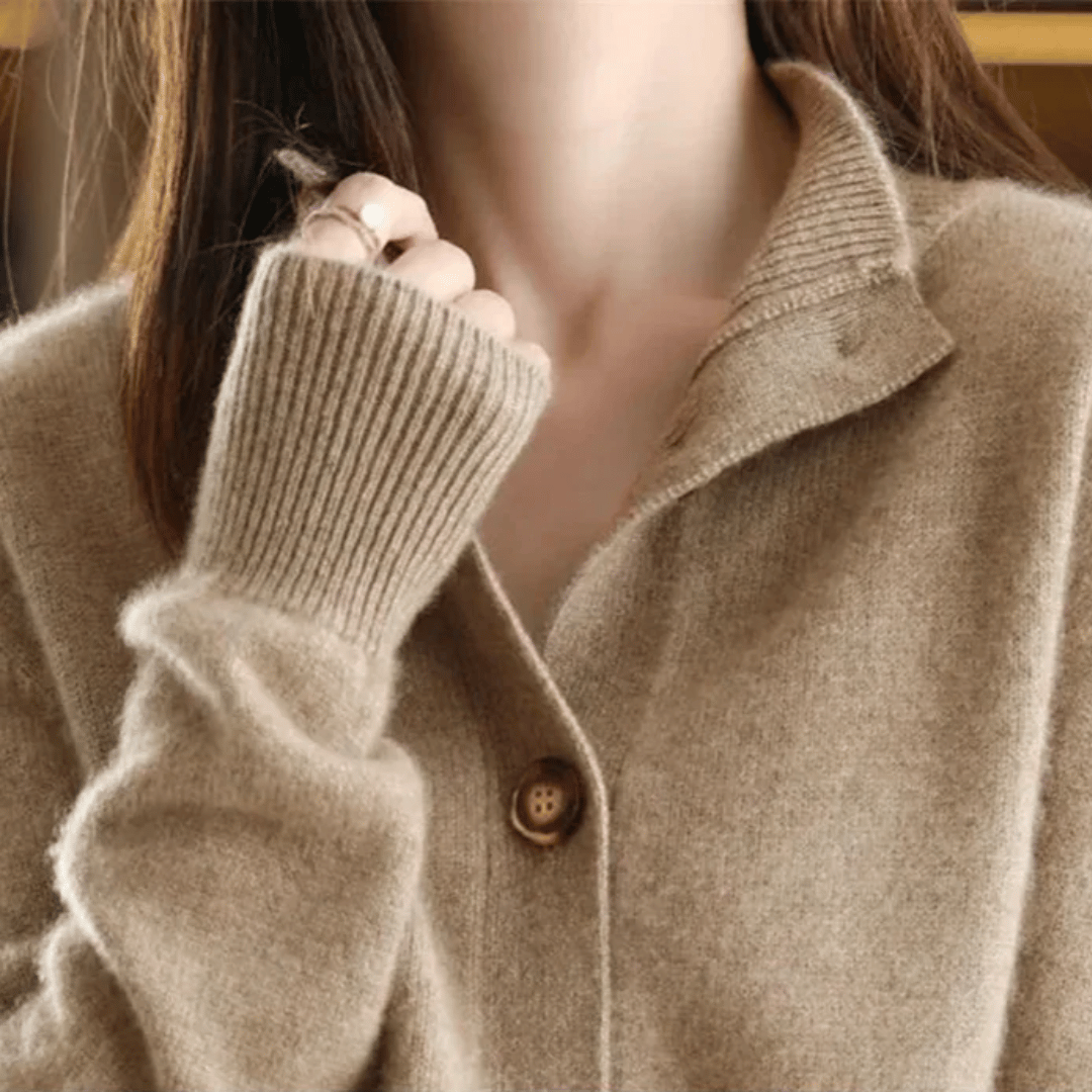 Button-Up Cardigan | Half-High Neck | Soft Warm Layer | Autumn Knitwear