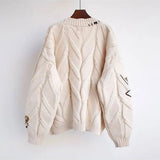 Women’s Patchwork Knit Cardigan with V-Neck | Casual Oversized Sweater