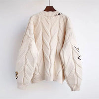 Women’s Patchwork Knit Cardigan with V-Neck | Casual Oversized Sweater