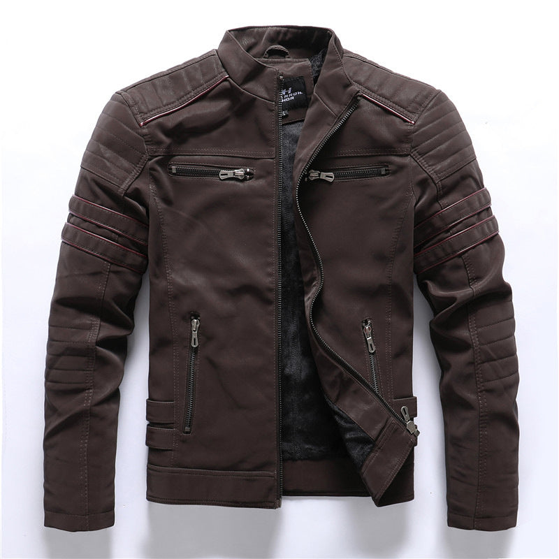 Men’s Casual Biker Jacket with Zipper Pockets | Stylish Autumn Winter Coat