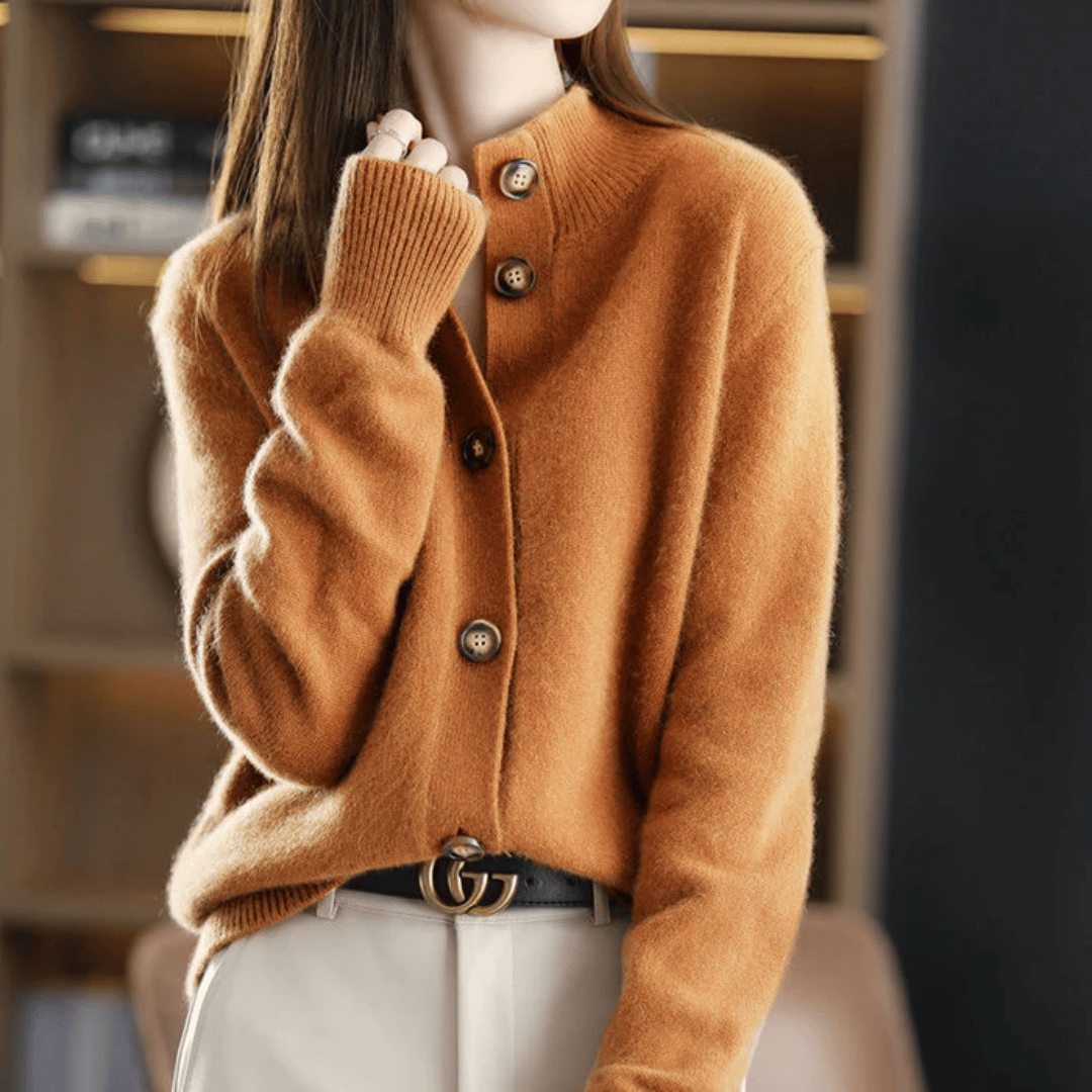 Button-Up Cardigan | Half-High Neck | Soft Warm Layer | Autumn Knitwear