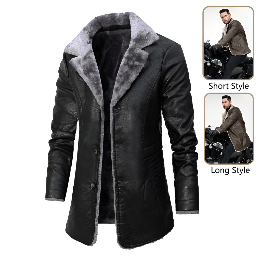 Men’s Leather Winter Jacket with Shearling Lining | Warm Casual Coat