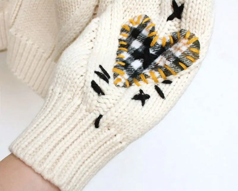 Women’s Patchwork Knit Cardigan with V-Neck | Casual Oversized Sweater