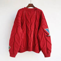 Women’s Patchwork Knit Cardigan with V-Neck | Casual Oversized Sweater