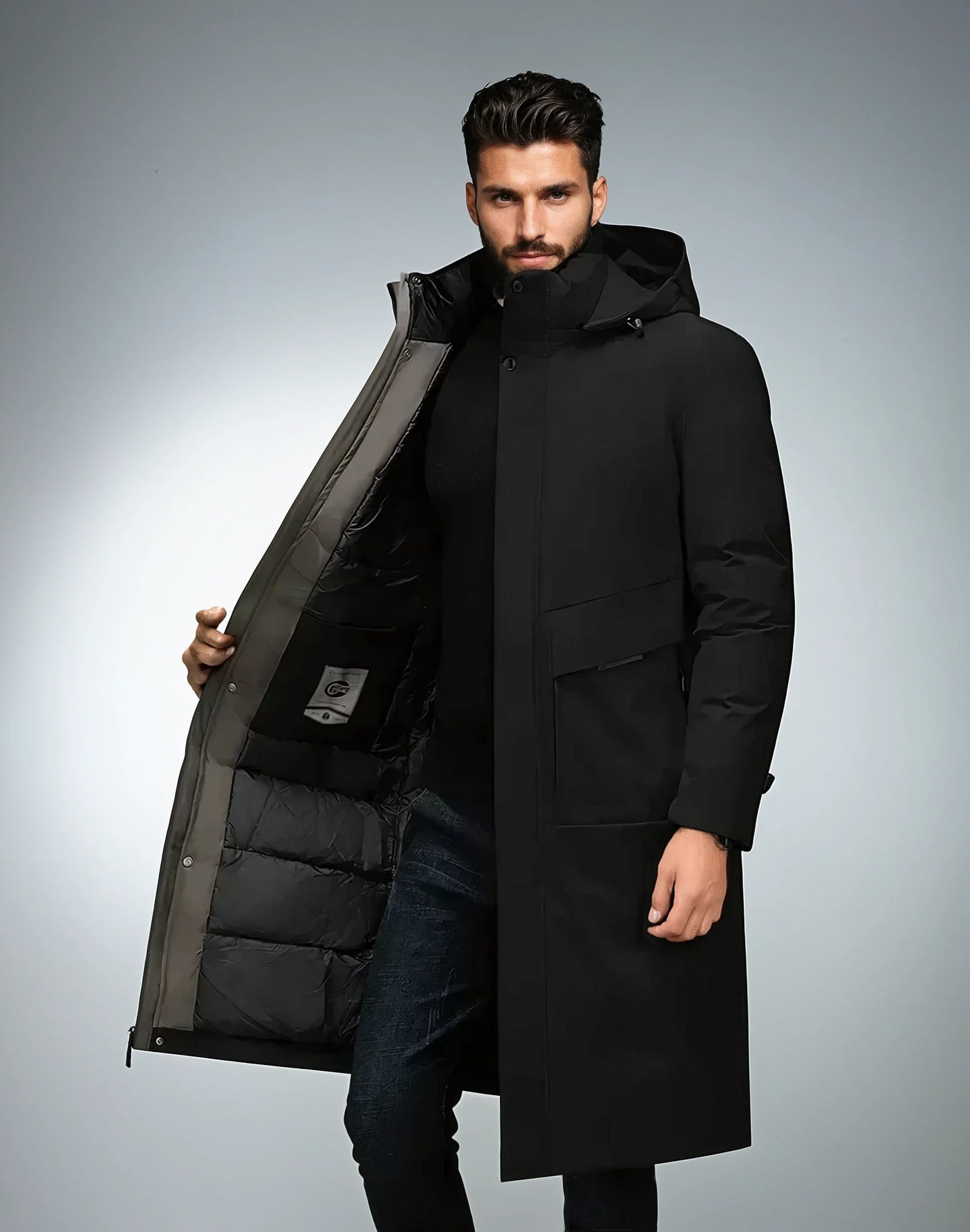 Men’s Long Winter Parka with Hood | Warm Padded Coat