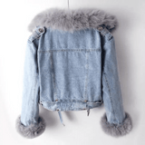 Denim Winter Jacket | Faux Fur Trim | Warm Lining | Short Fit