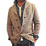 Men’s Knit Lapel Cardigan Jacket in Vintage Style | Smart Casual Sweater Coat