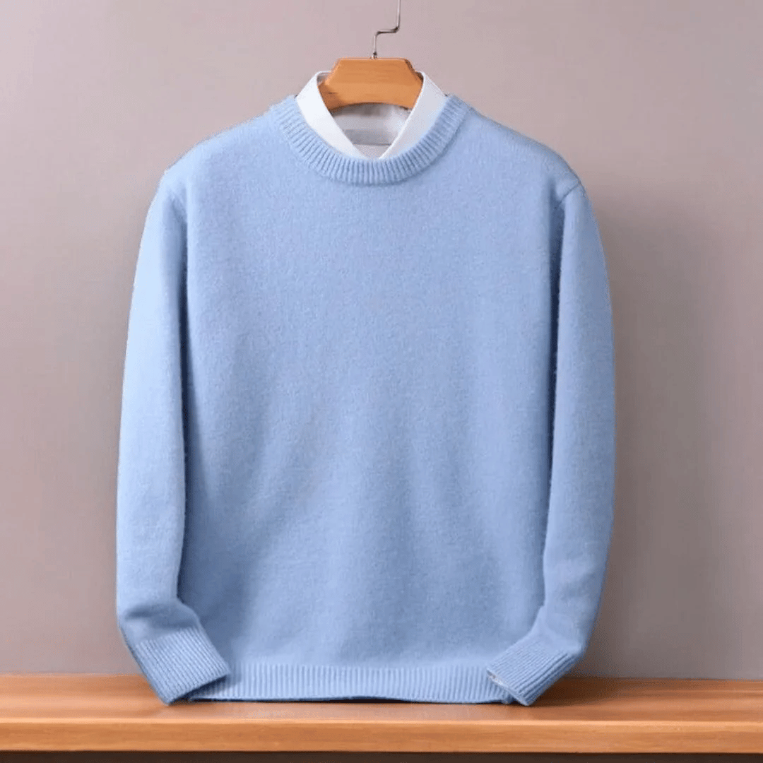 Men’s Wool Knit Sweater with Classic Crew Neck | Warm Winter Jumper