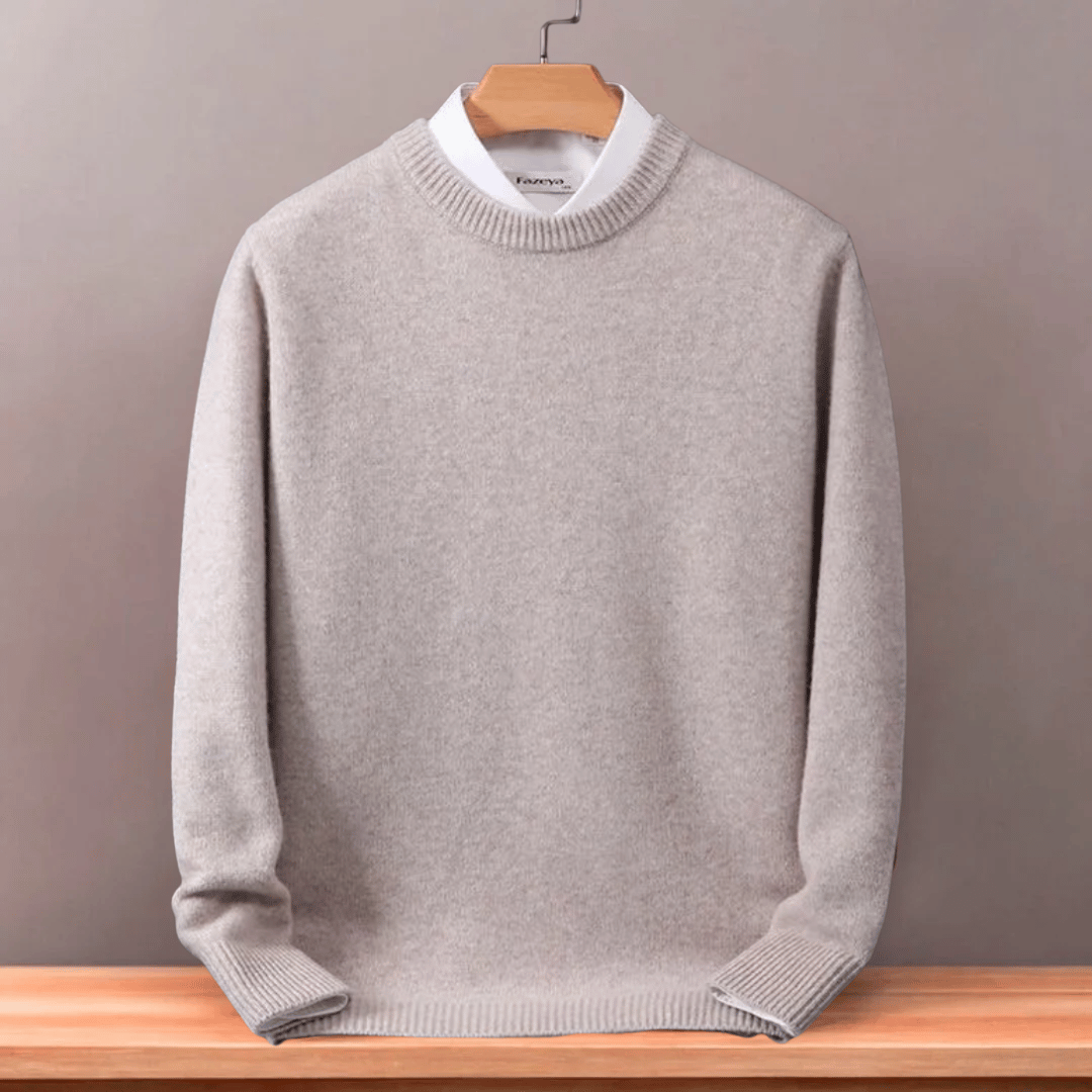 Men’s Wool Knit Sweater with Classic Crew Neck | Warm Winter Jumper