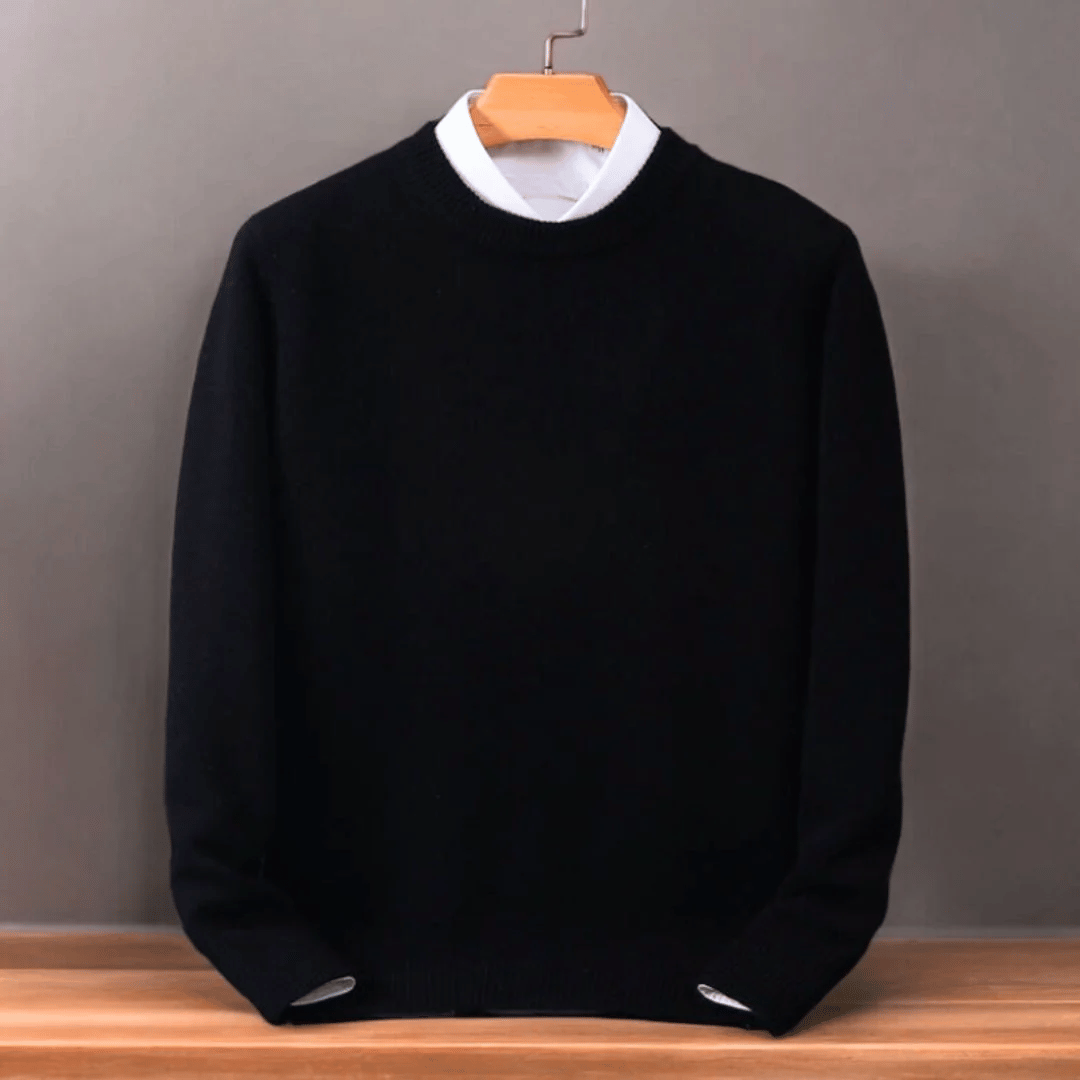 Men’s Wool Knit Sweater with Classic Crew Neck | Warm Winter Jumper