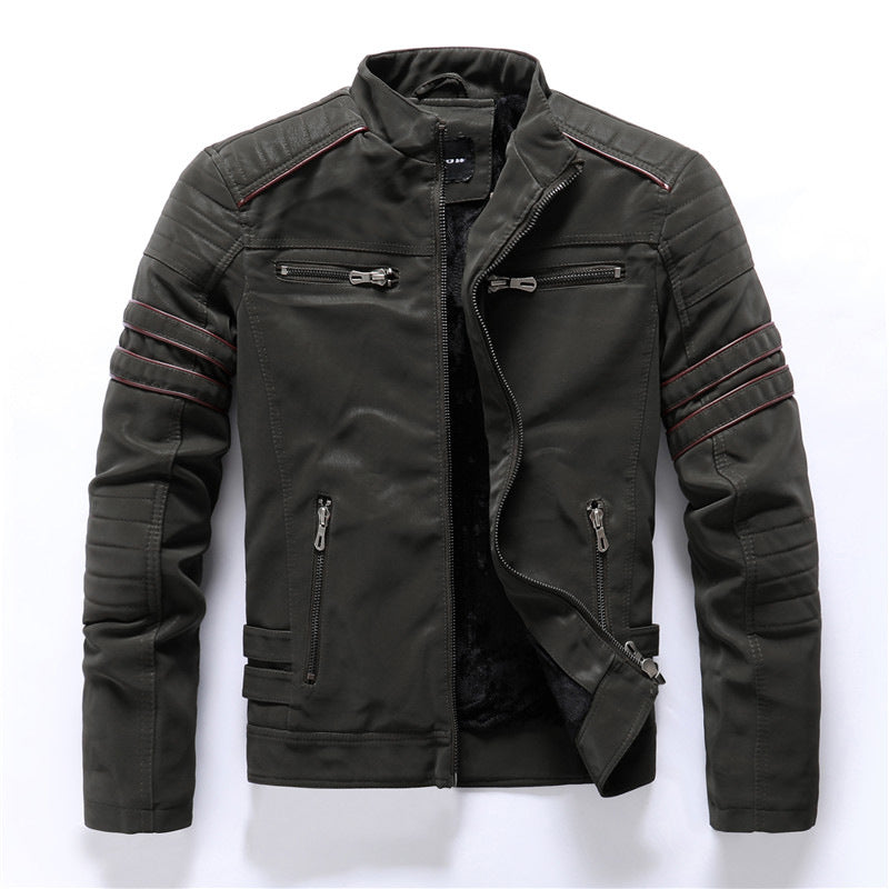 Men’s Casual Biker Jacket with Zipper Pockets | Stylish Autumn Winter Coat