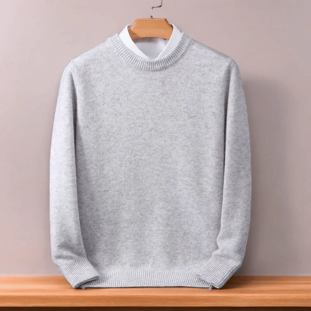 Men’s Wool Knit Sweater with Classic Crew Neck | Warm Winter Jumper