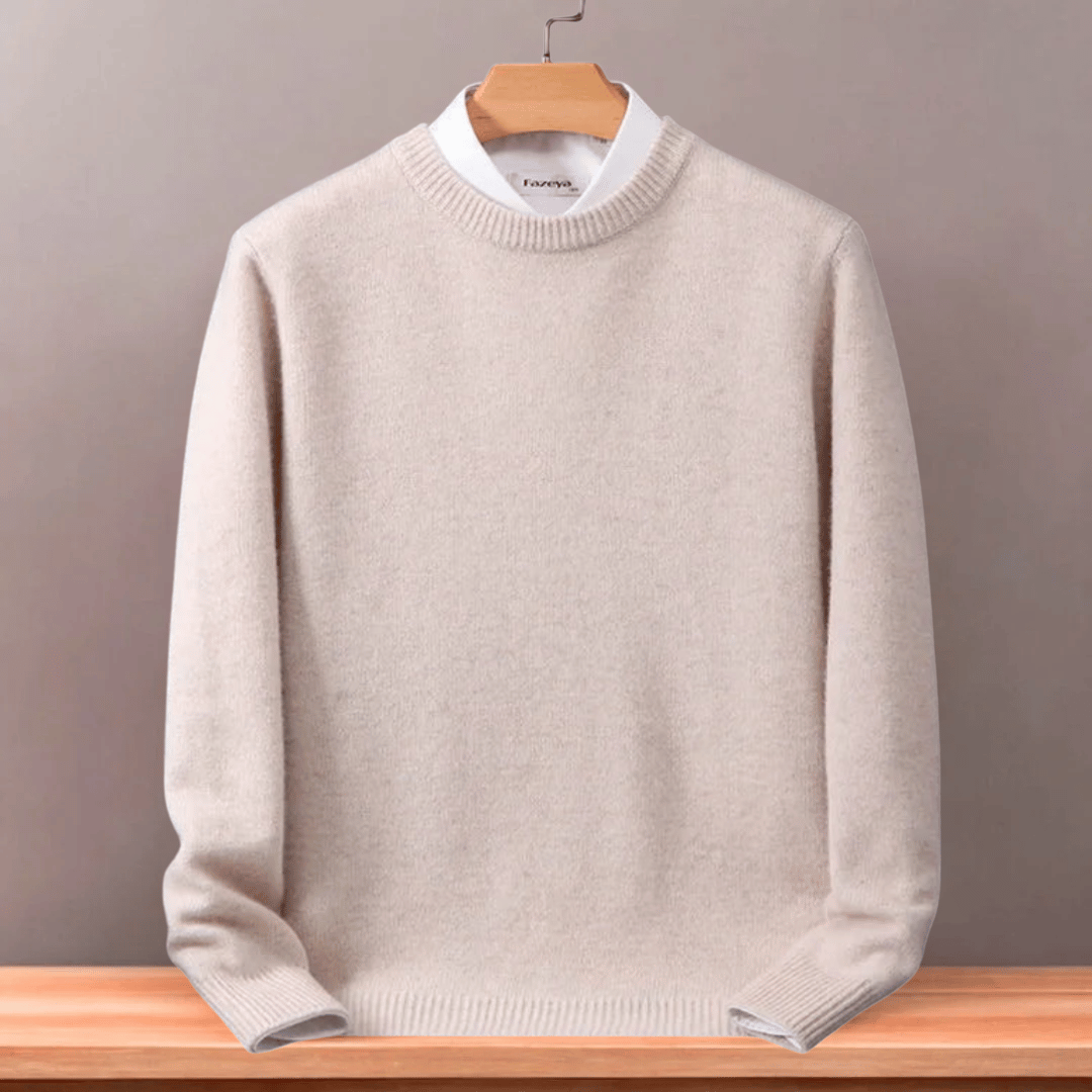 Men’s Wool Knit Sweater with Classic Crew Neck | Warm Winter Jumper