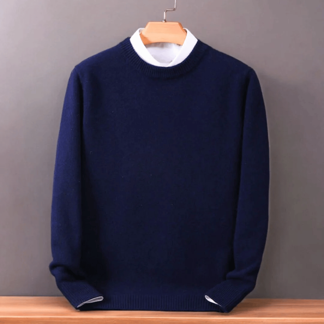Men’s Wool Knit Sweater with Classic Crew Neck | Warm Winter Jumper