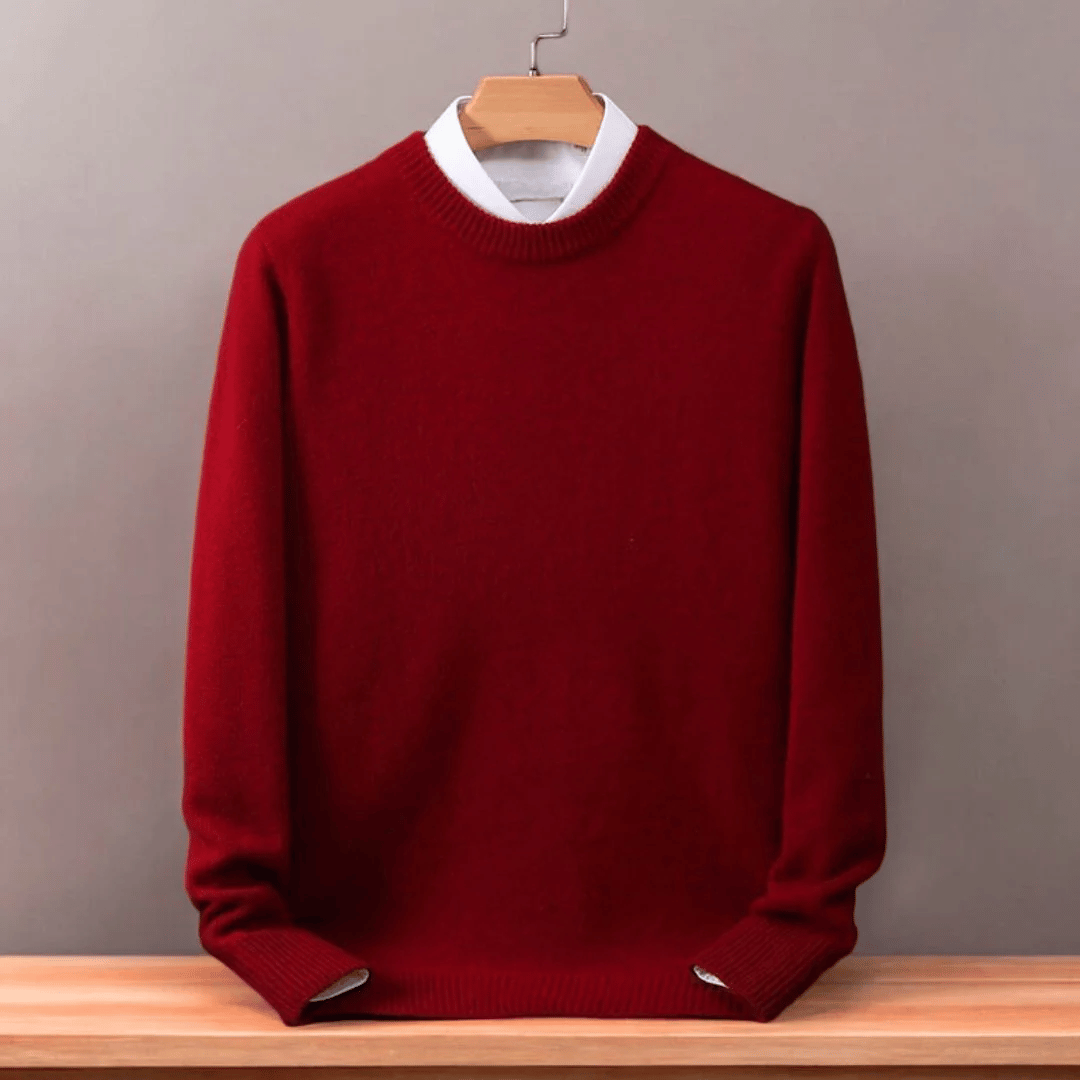 Men’s Wool Knit Sweater with Classic Crew Neck | Warm Winter Jumper
