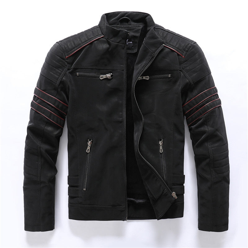 Men’s Casual Biker Jacket with Zipper Pockets | Stylish Autumn Winter Coat