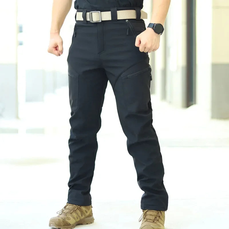 Men’s Tactical Outdoor Cargo Pants with Softshell Fabric | Winter Hiking Trousers