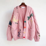 Women’s Patchwork Knit Cardigan with V-Neck | Casual Oversized Sweater